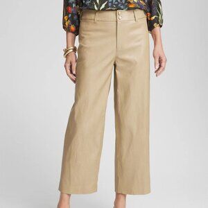 Chico's Faux Leather Trouser Crops, Tan, Size 14